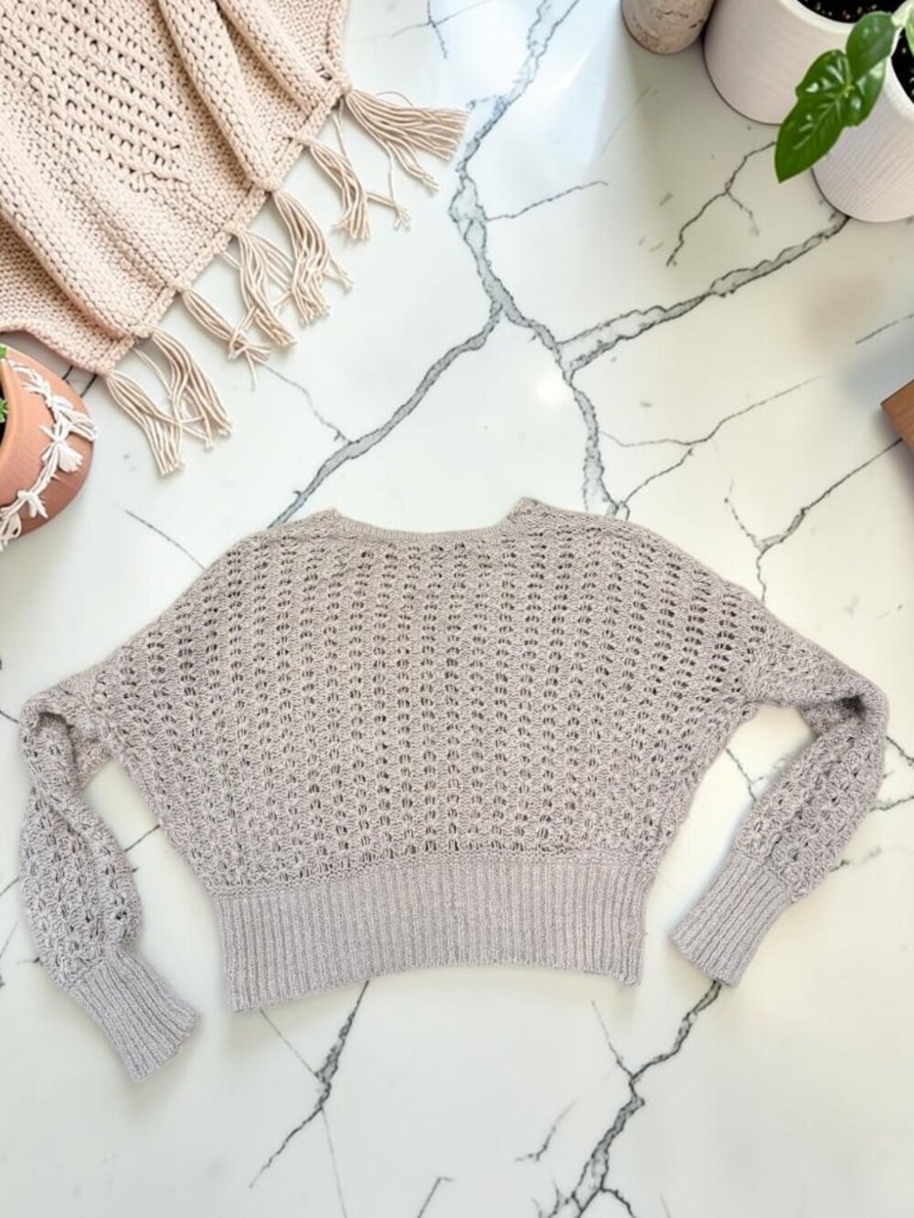Free People Best of You V-Neck Sweater Size Medium Neutral Color Retail $128 - Picture 11 of 11